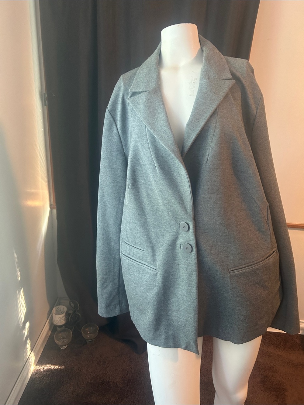 Lane Bryant Gray Women's Blazer Jacket - Tailored Single-Breast Coat